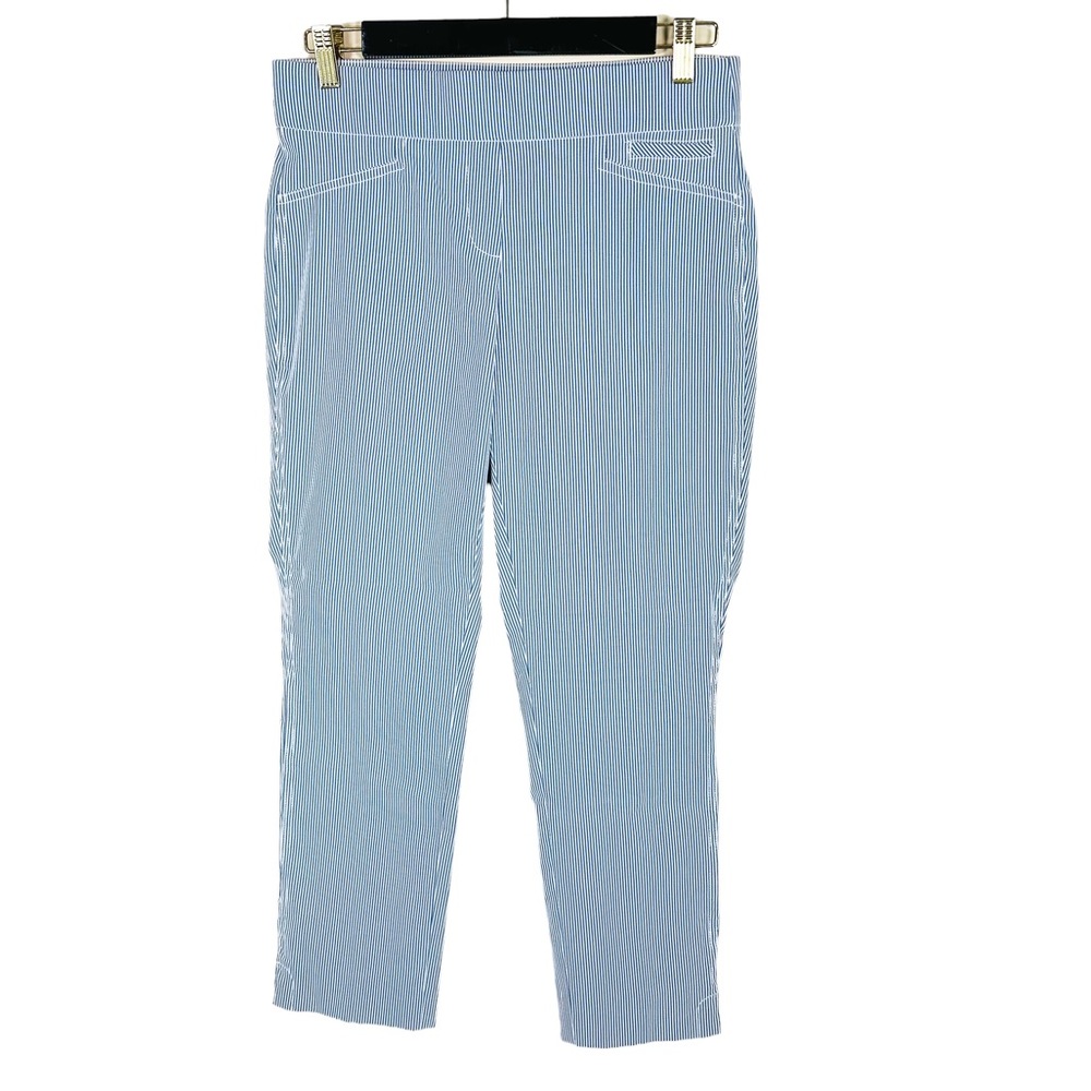 Anne Klein Blue Stripe Pull On Ankle Pants